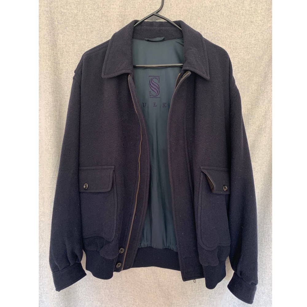 Sulka Navy Cashmere Bomber Jacket